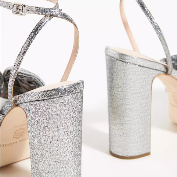LOEFFLER RANDALL Natalia Silver Metallic Platform Bow Heel Size 8 SOLD OUT COLOR - Picture 10 of 10